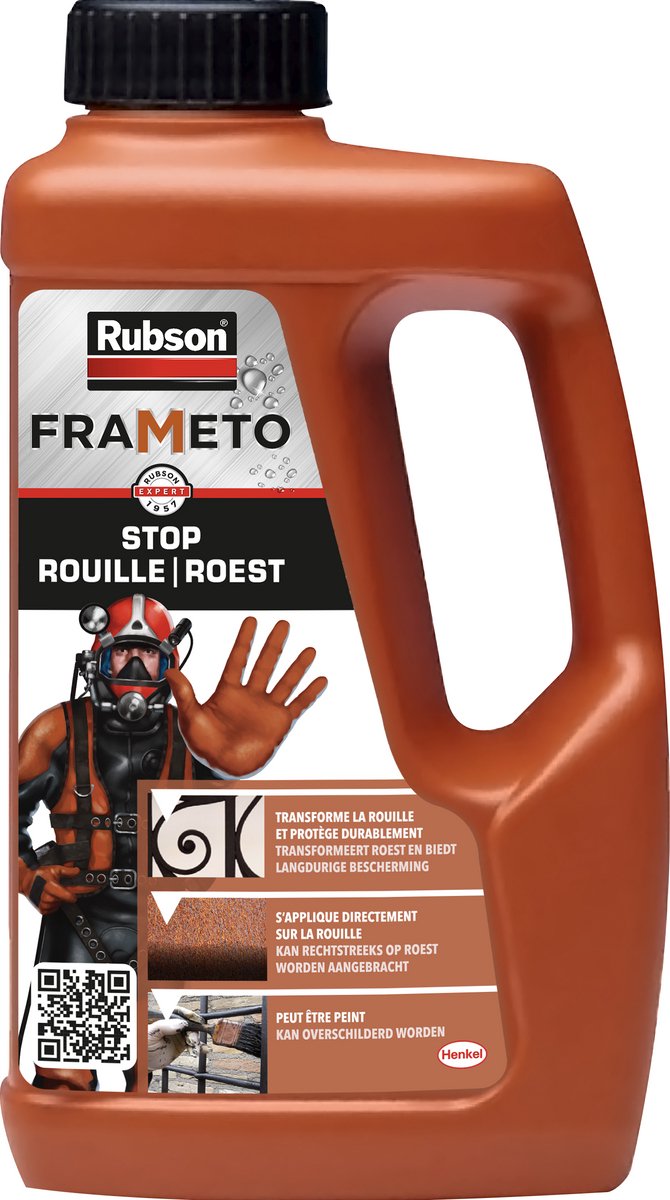 Rubson frameto convertitore di ruggine 1l - trattamento antiruggine per metallo - interno esterno - verniciabile - nero