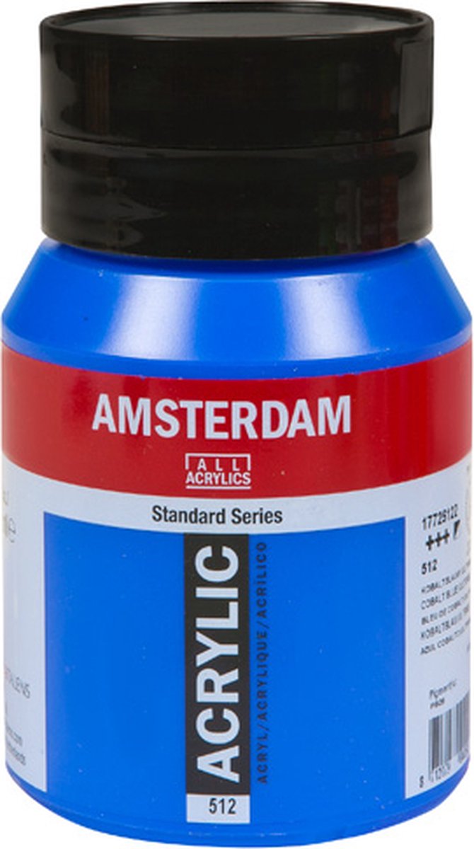 Barattolo di vernice acrilica serie standard Amsterdam da 500 ml blu cobalto (oltremare) 512