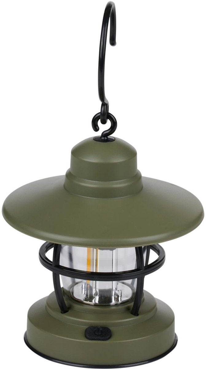 Camp Active Lámpara de camping LED con gancho para colgar - Linterna de camping para tienda de campaña y camping - Lámpara de camping como lámpara colgante para camping - Lámpara de exterior - Aprox. ø12 x 20 cm - verde