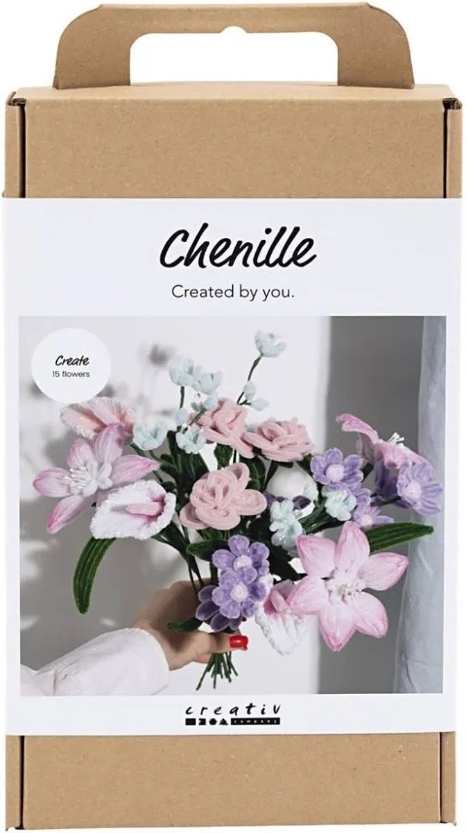 Set hobby Creative Company fiori in filo di ciniglia, fiori, colori pastello, 1 scatola
