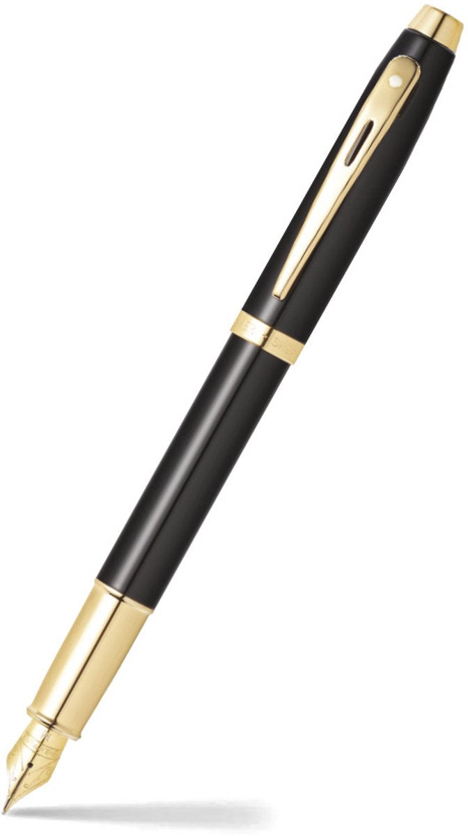 Pluma estilográfica Sheaffer - 100 e9322 - m - tono dorado negro brillante - sf-e0932253