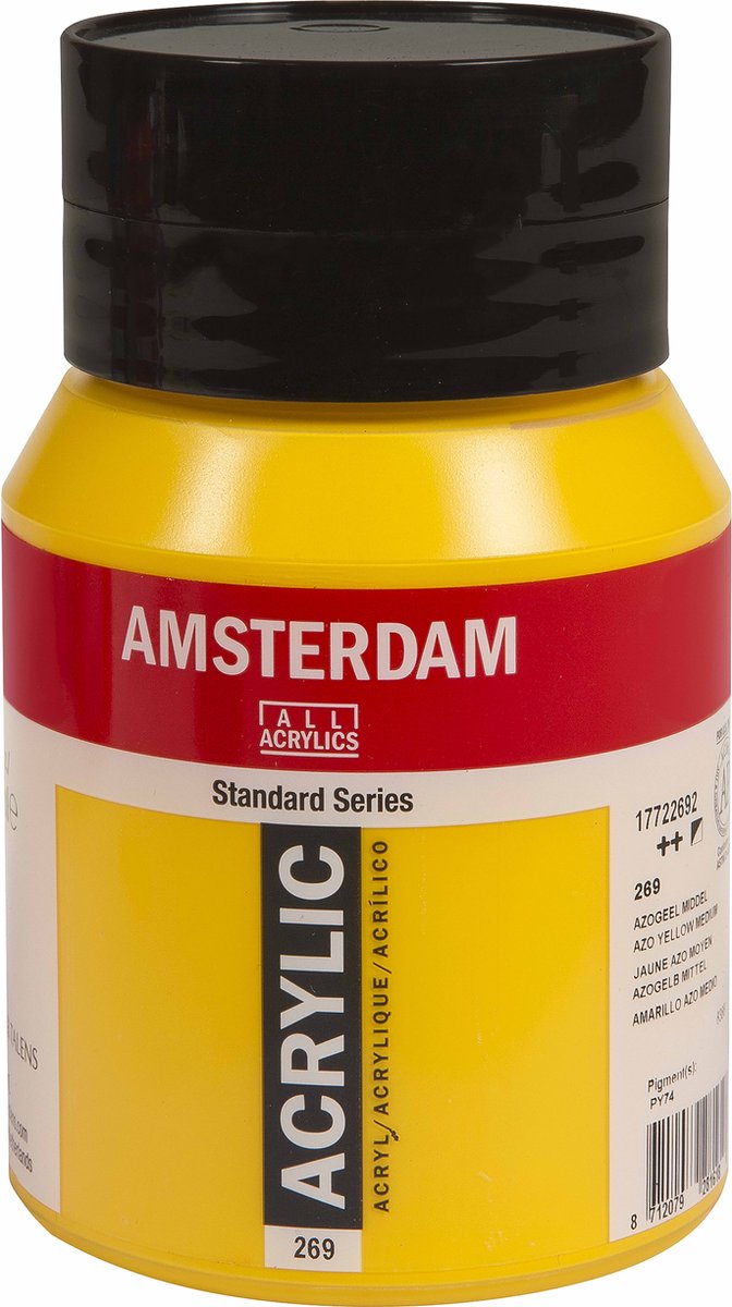 Barattolo di vernice acrilica serie Amsterdam standard da 500 ml azo giallo medio 269