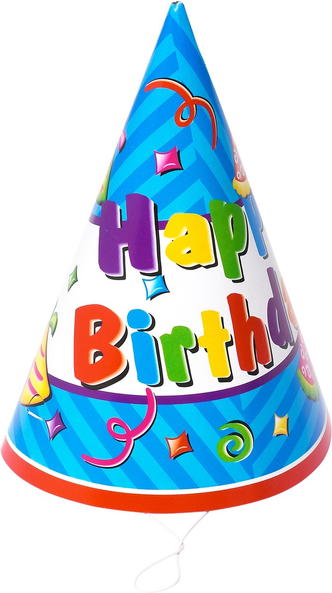 Cappelli da festa casa senza marca 6 pezzi - cappelli da compleanno con stampa di buon compleanno - cappelli da festa con elastico - cappello da festa per compleanno - cappelli da compleanno blu