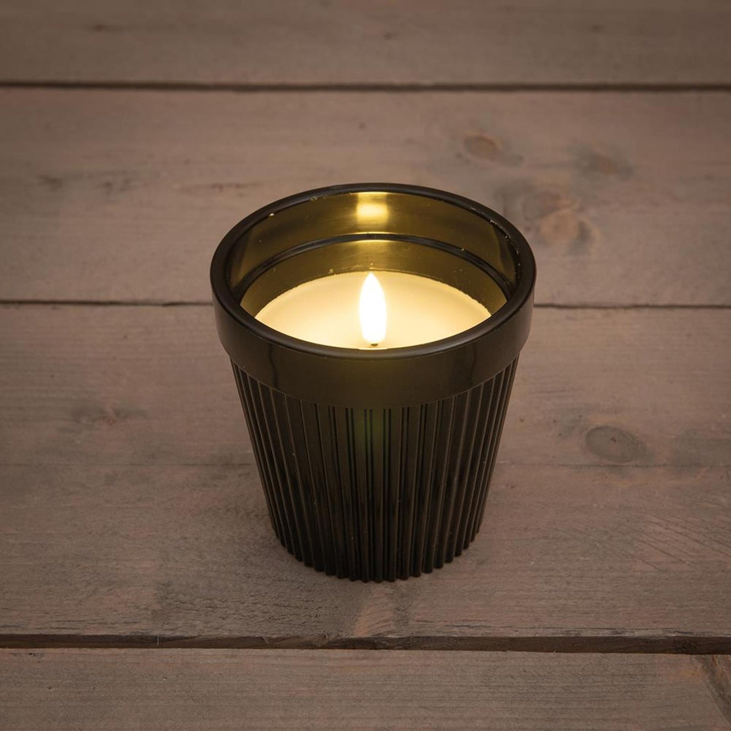 Vela LED de exterior Anna's collection en maceta negra ø11cm h11cm