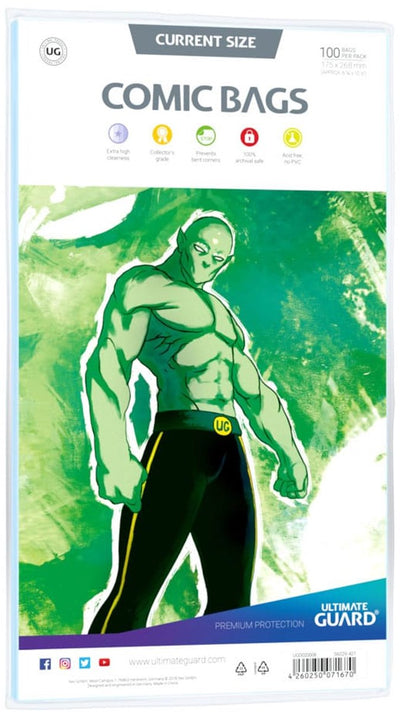 Bolsas de cómics Ultimate Guard estándar (100) - tamaño actual