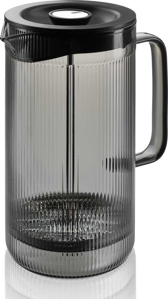 Cafetera de prensa francesa Gefu cristiano – 1.000 ml – vidrio de borosilicato – gris humo
