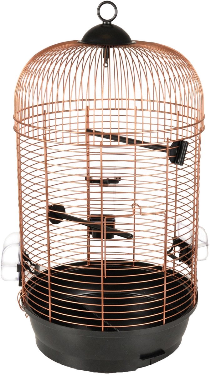 Gabbia per uccelli fenicotteri – gabbia per parrocchetti sanna 2 rame nero – 35x35x67 cm – con trespoli e ciotole per cibo – per parrocchetti e canarini