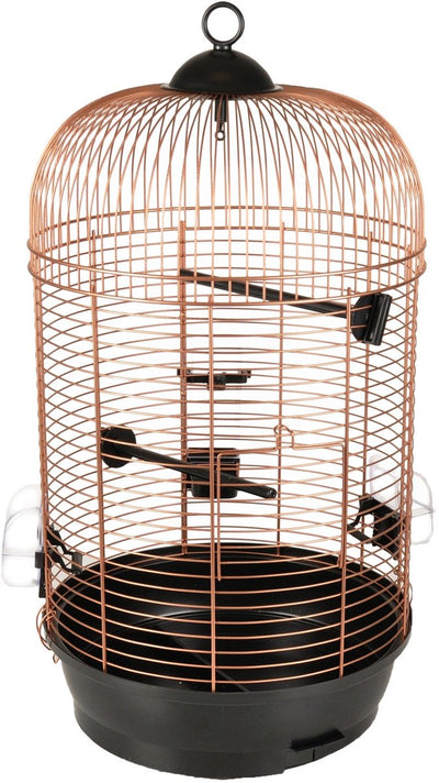 Jaula para pájaros flamencos – jaula para periquitos sanna 2 cobre negro – 35x35x67 cm – con perchas y comederos – para periquitos y canarios