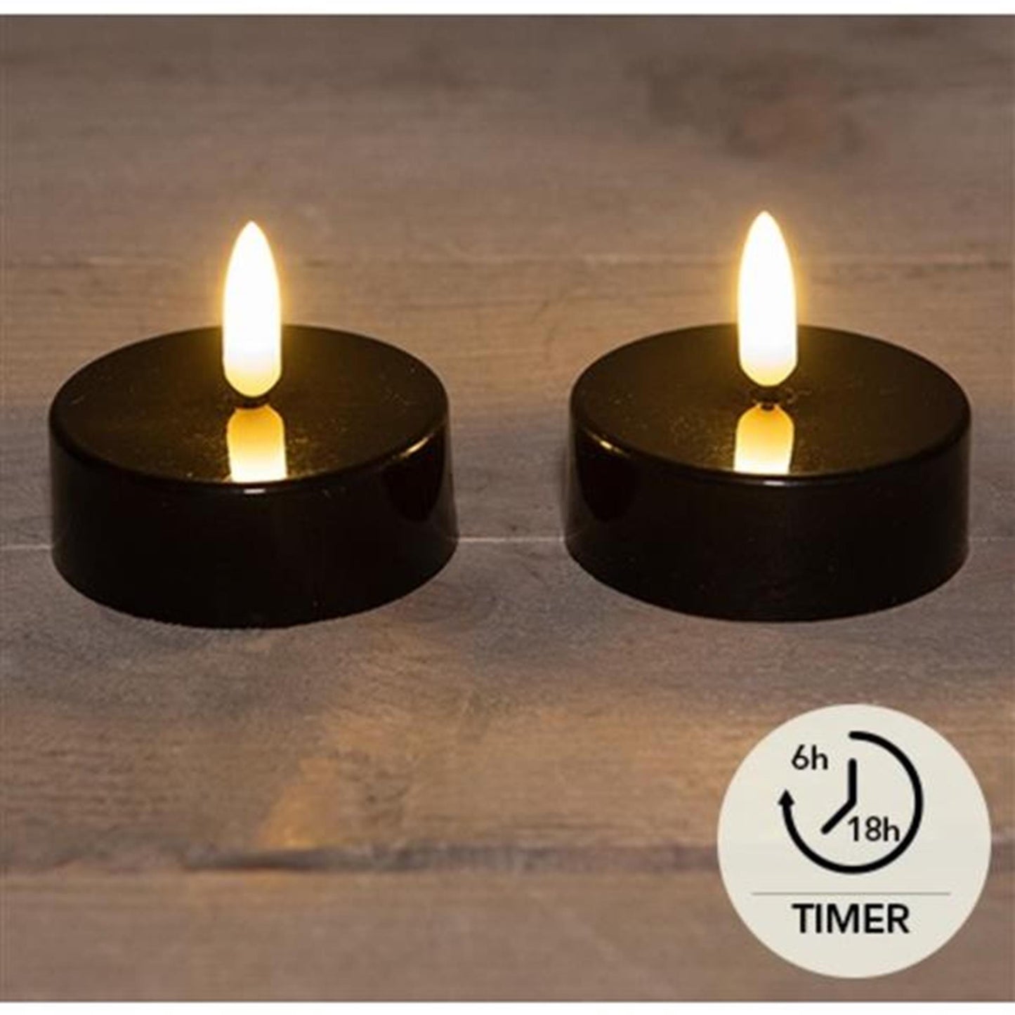 Set di 2 candeline LED jumbo nere della collezione Anna, ø6 cm