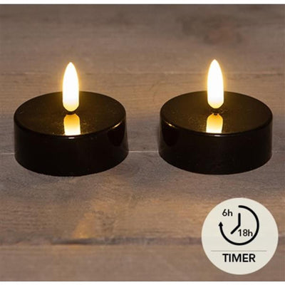 Anna's collection velas de té LED jumbo negro juego de 2 ø6cm