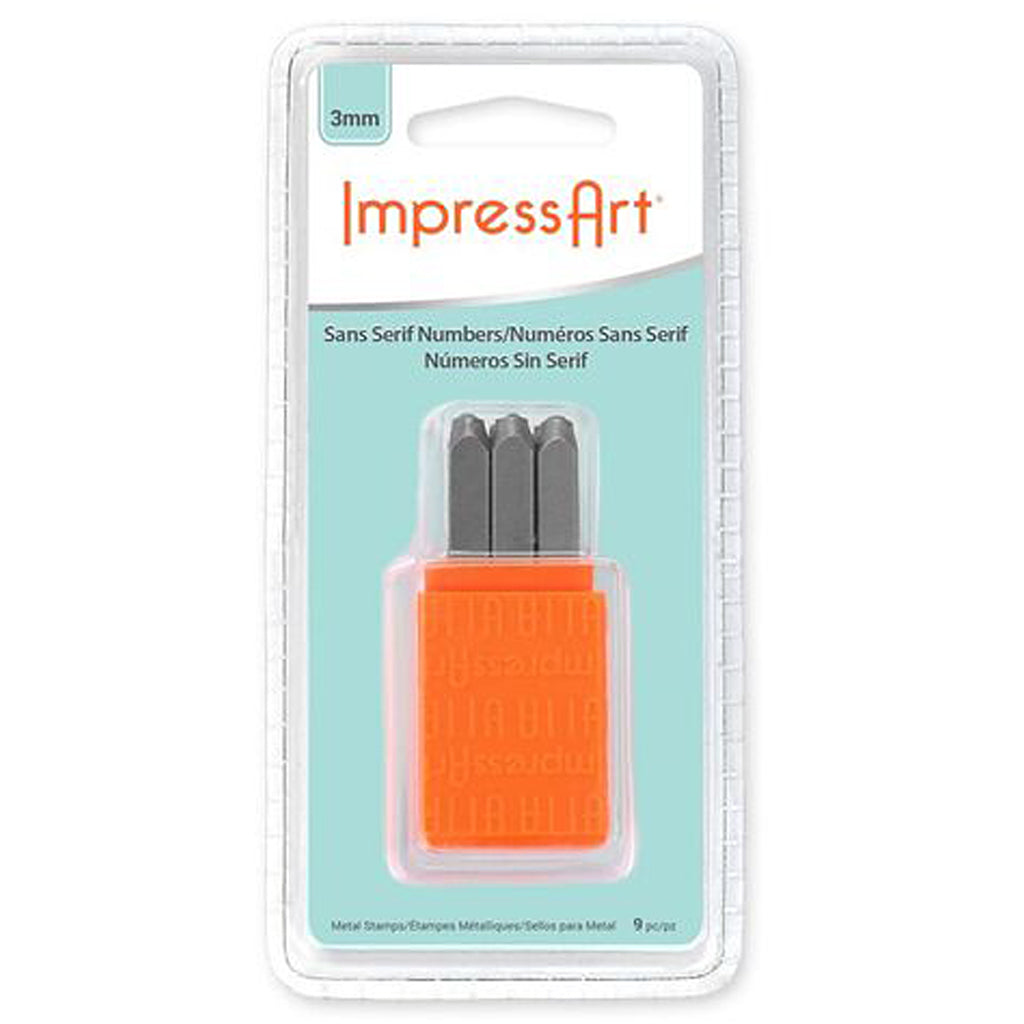 ImpressArt embossing stamps, font: sans serif, dim 3 mm, 9 piece 1 set