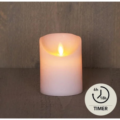 Anna's collection vela pilar rústica led blanca 7,5x10cm