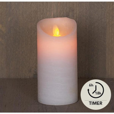 Anna's collection vela pilar rústica led blanca 7,5x15cm