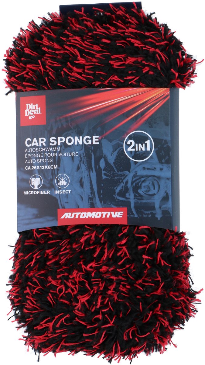 Dirt Devil - spugna per auto - spugna per pulizia - microfibra - 230x120x55 mm - nero rosso