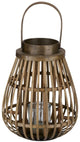 Arti casa Farol de madera con cristal - portavelas decorativo - 26 x 26 x 32 cm - marrón
