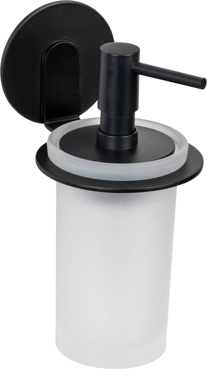 Dispenser di sapone Wenko turbo-loc bivio alluminio nero opaco - pompa per sapone - nero - autoadesivo - senza foratura