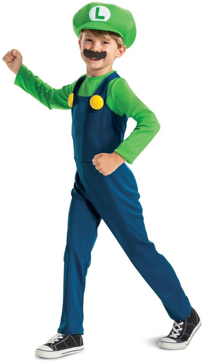 Disfraz Nintendo Super Mario Brothers Luigi Disfraz infantil - XS S - Azul Verde