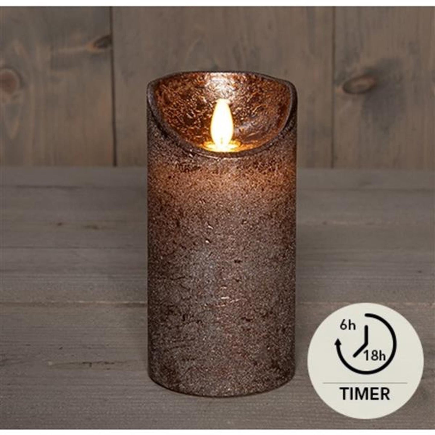 Anna's collection led rustiek stompkaars brons 7,5x15cm