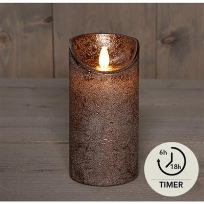 Anna's collection led rustiek stompkaars brons 7,5x15cm