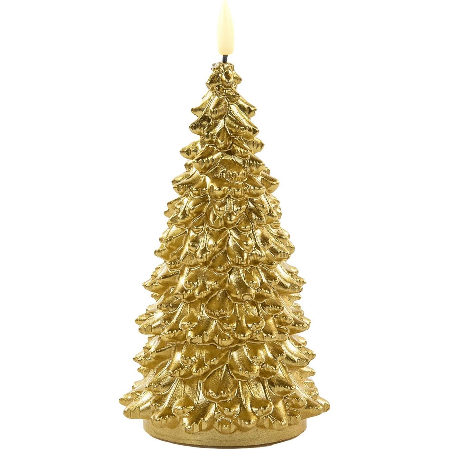 Albero di Natale in cera di candela LED collezione Anna oro 9,5x20 cm
