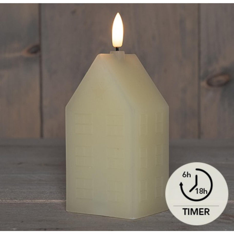 Anna's collection led kaars wax huisje ivoor 5x6x15cm