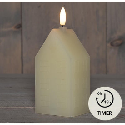 Candela led collezione Anna casa in cera avorio 5x6x15cm