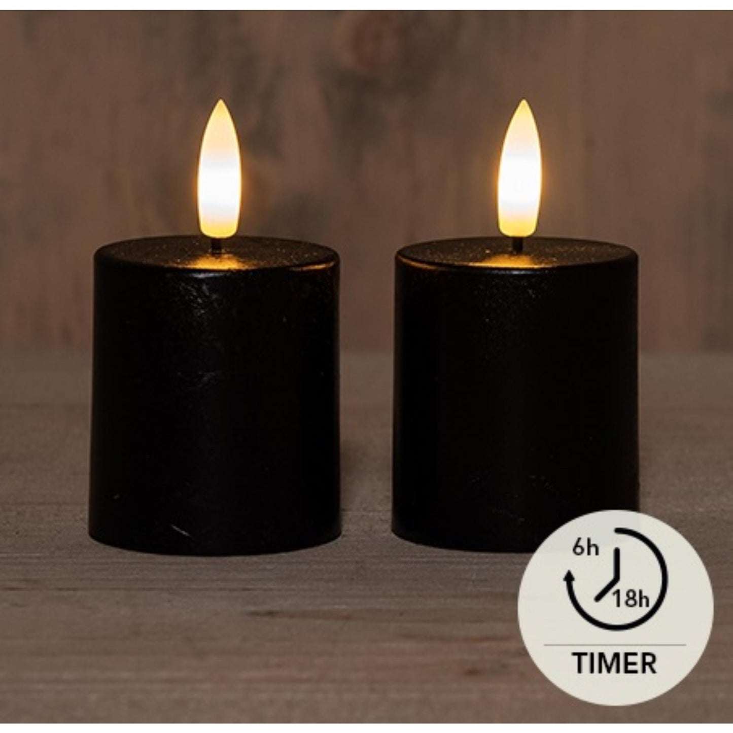 Candele LED della collezione Anna nere set da 2 ø4,5xh8cm