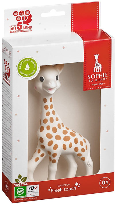 Sophie la giraffa - giocattolo per la dentizione - giocattolo per la dentizione - giocattoli per bambini - regalo di maternità - regalo per baby shower - in confezione regalo bianca rossa - 100% gomma naturale - da 0 mesi - 17 cm - beige marrone