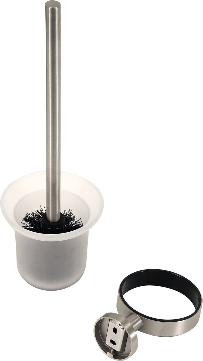 Plieger vigo wc borstel – toiletborstel met houder glas – wandhouder – 10 jaar garantie – geborsteld chroom