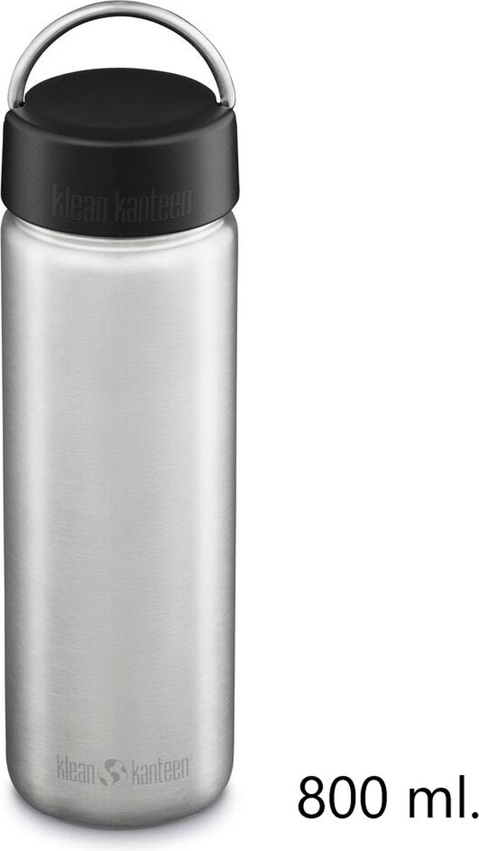 Klean kanteen pared simple ancha 800 ml 27 oz - acero inoxidable plateado - con tapa de anillo ancho