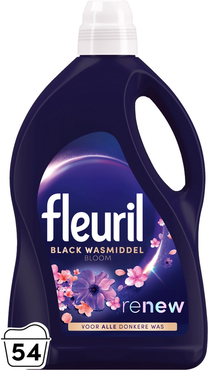 Fleuril Black Bloom - Detergente líquido - Ropa oscura y negra - Experiencia de fragancia intensa - 54 lavados - Embalaje a granel