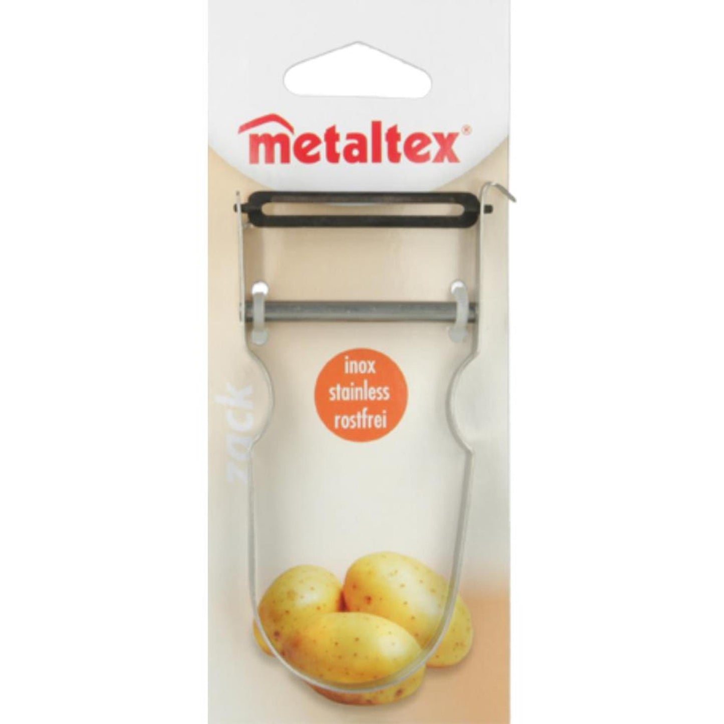 Pelador de ruedas Metaltex acero inoxidable sobre cartón