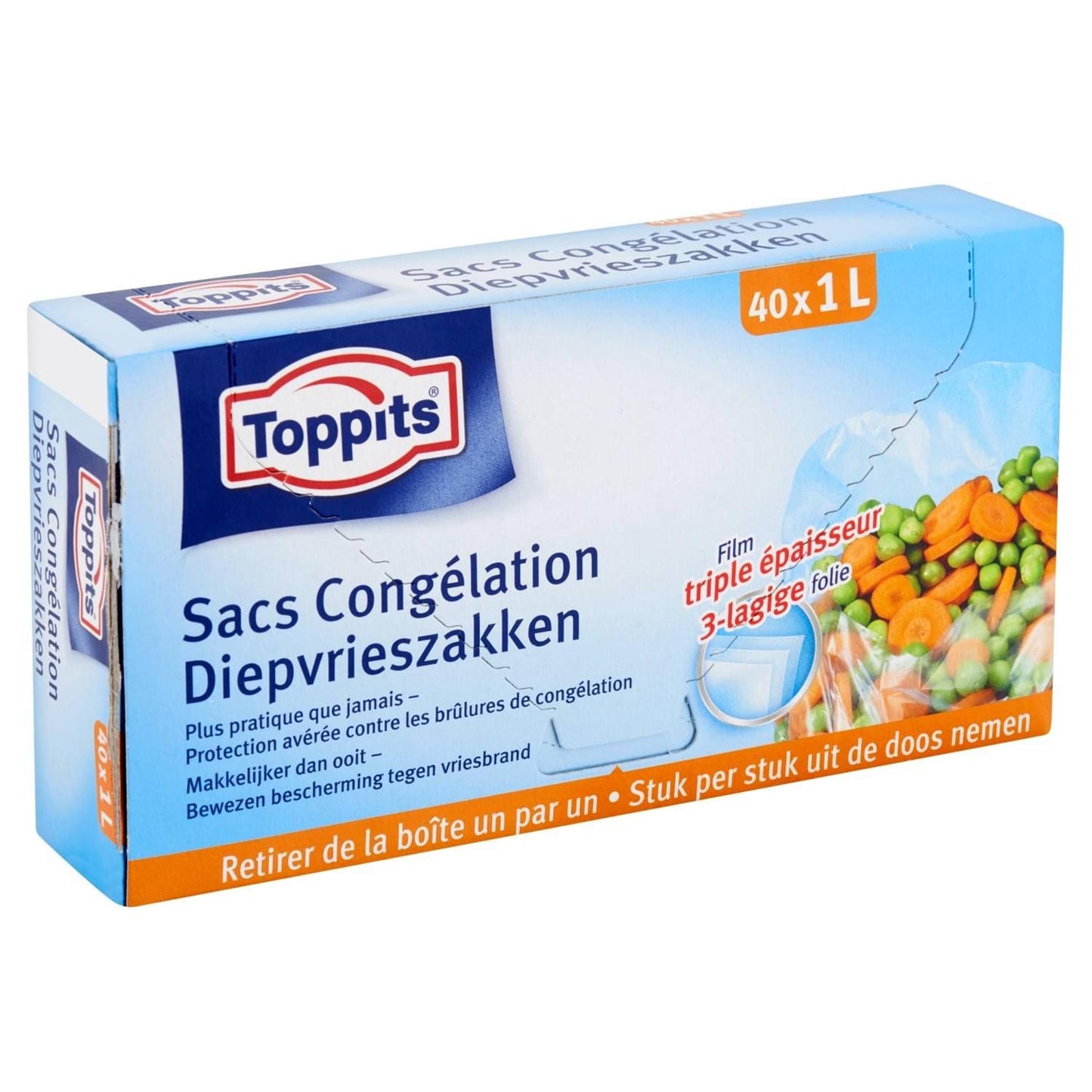 Melitta toppits diepvrieszakjes 1,0ltr 40stuks
