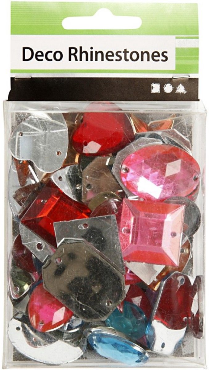 Diamantes de imitación de la empresa Creativ, tamaño 10-17 mm, aprox. 50 piezas, varios colores, 15 g 1 caja