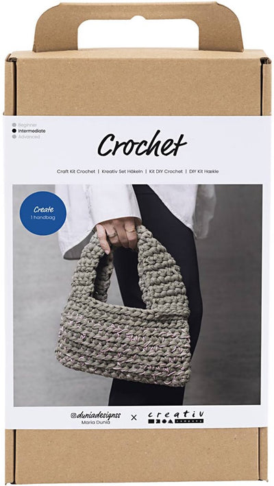 Set hobby per uncinetto Creativ Company, borsa robusta, verde oliva, 1 scatola