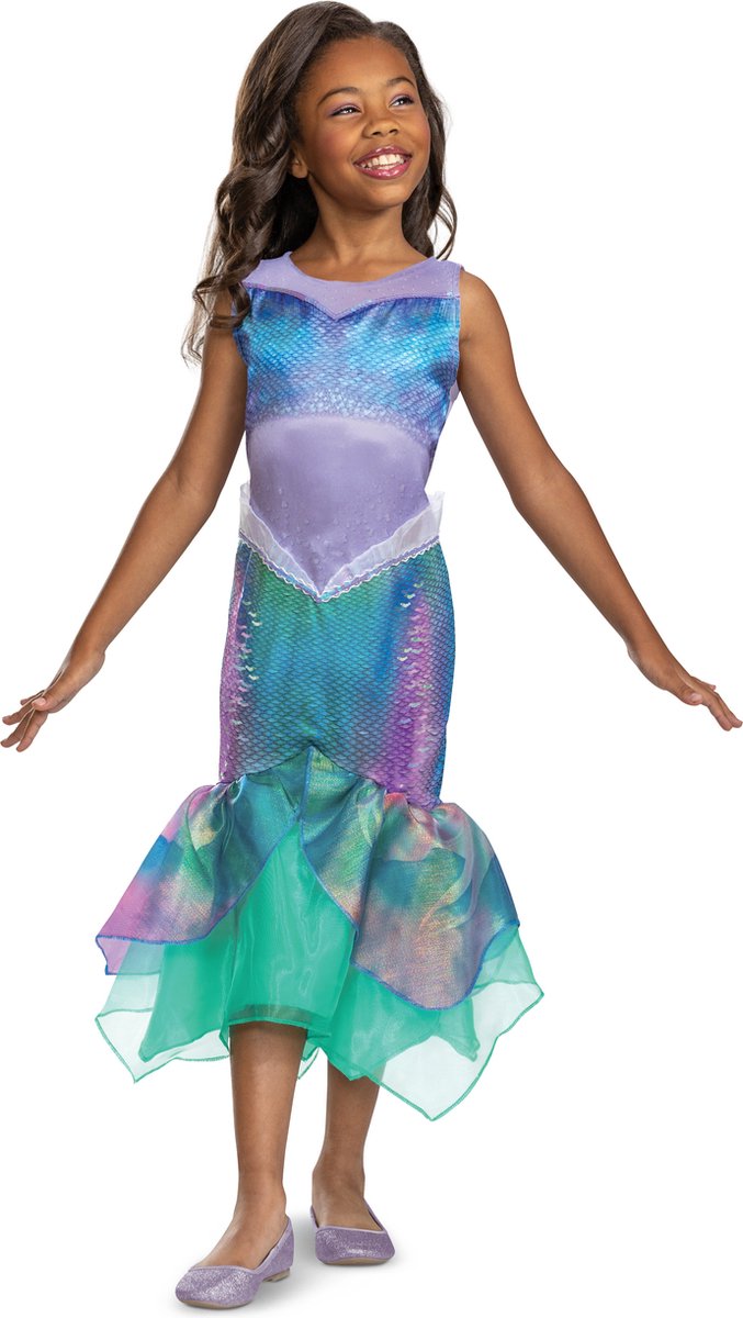 Disfraz disney - la sirenita live action, vestido sirena ariel clasico, talla m (7-8 años), niña