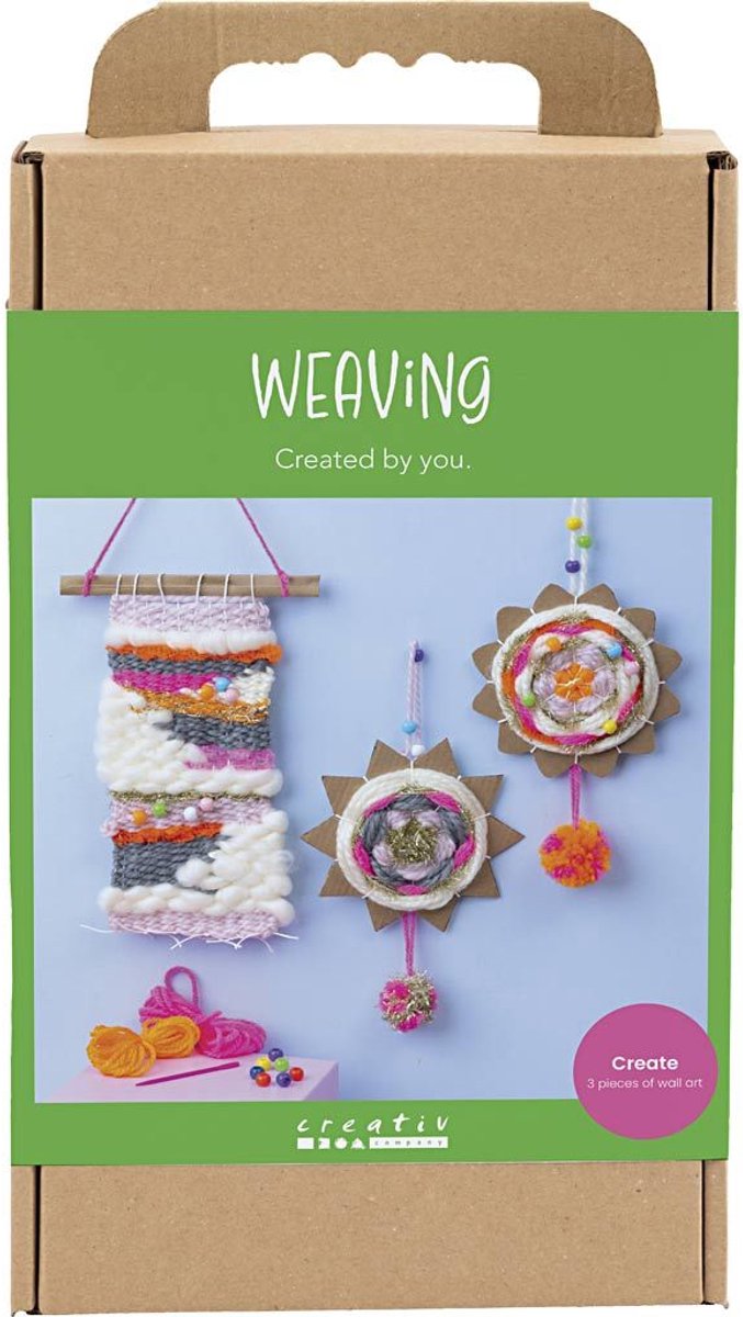 Creativ company weaving hobby set, wall mountings, various colors, 1 box