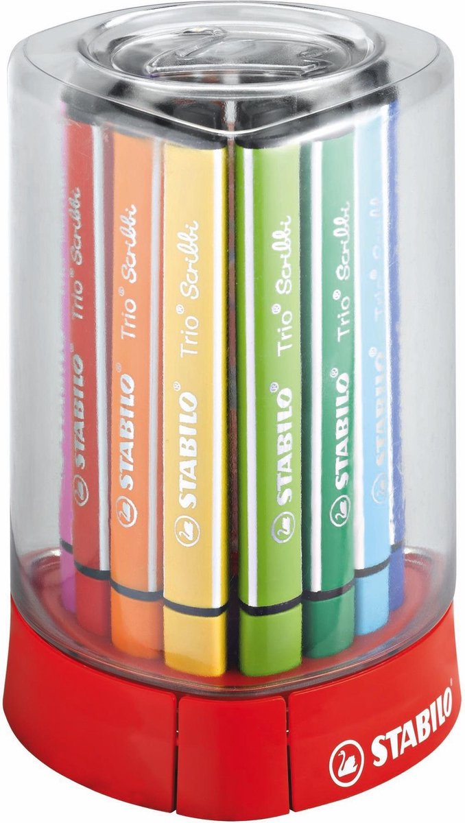 Stabilo trio scribbi - ergonomische viltstift - onverwoestbaar door meeverende schrijfpunt - box met 12 kleuren
