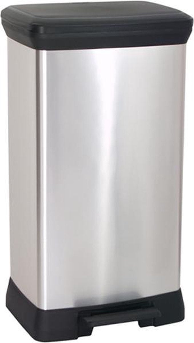 Pattumiera Curver con pedale - plastica - 50 litri - nero argento