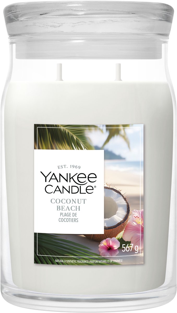 Yankee Candle - vela perfumada en tarro grande Coconut Beach - 90 horas de combustión - dos mechas