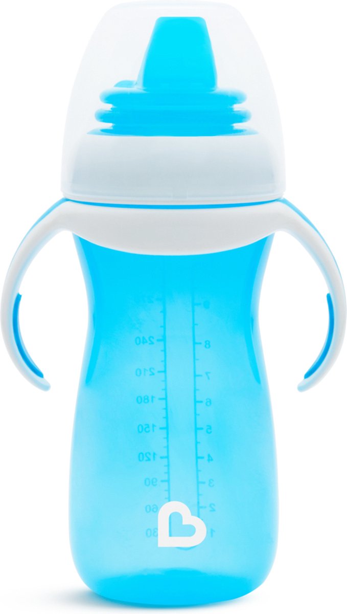Vaso de transición Munchkin - vaso suave - vaso de transición - vaso antifugas para bebés - a partir de 9 meses - 296ml - azul - vaso para beber