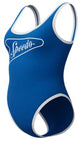 Speedo solid bound scoop 1 piece women's sports swimsuit - blue white
