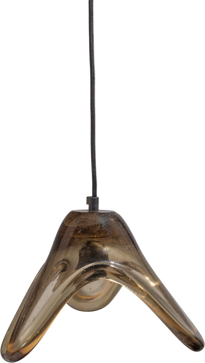 Woood elle hanglamp groot - glas - groen - 17x25x22