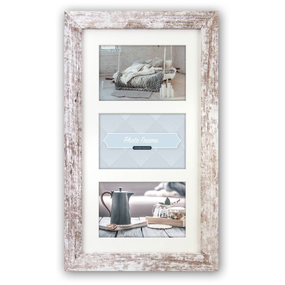 Zep Photo Frame V23106 Nelson 6 3q White Wash para 3 fotos
