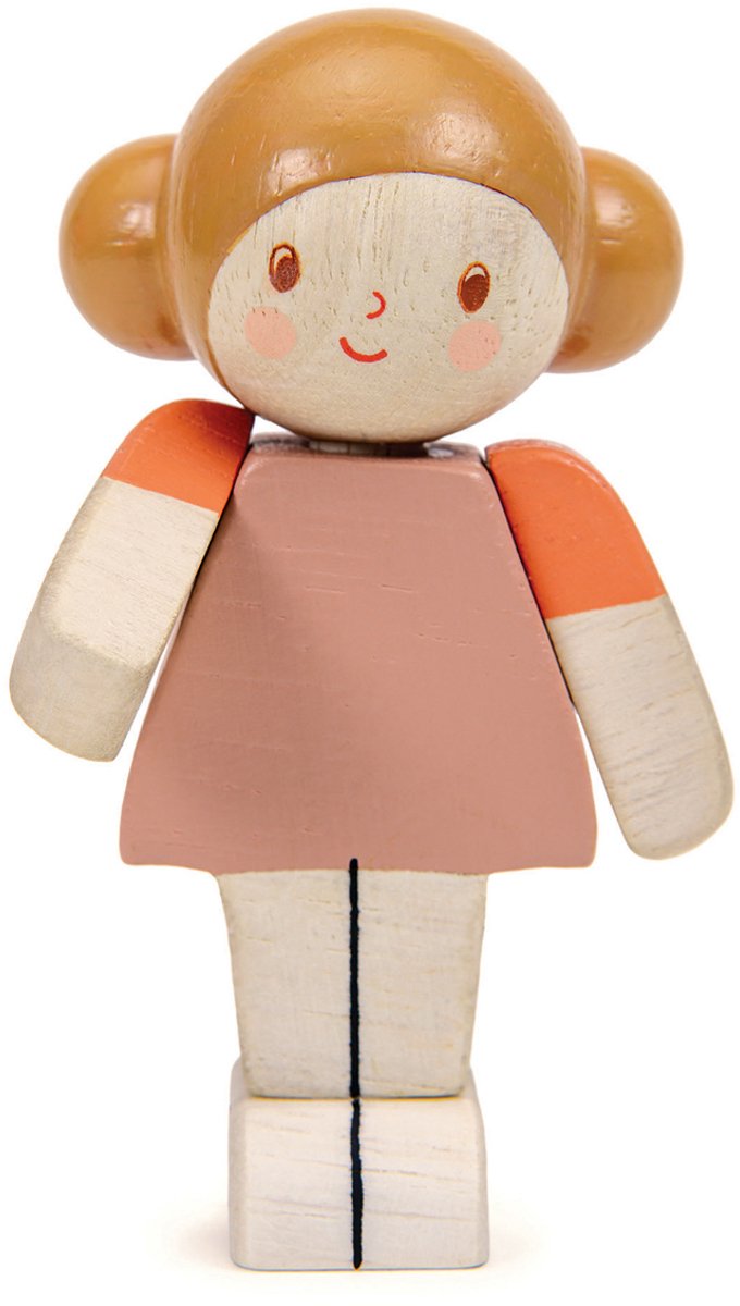 Muñeca de casa de muñecas de hoja tierna niña de marfil - muñeca de juguete de madera.