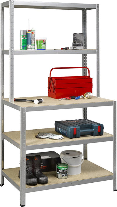 Avasco storage rack strong work - metal and wood look - 100cm wide - 875kg load capacity - 175kg load capacity per shelf