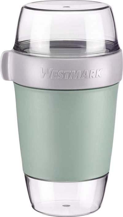 Portapranzo Westmark, grande, con 3 scomparti a tenuta stagna: 350 ml + 600 ml + 200 ml, plastica, naturale senza BPA, verde menta grigio trasparente, 5287226m