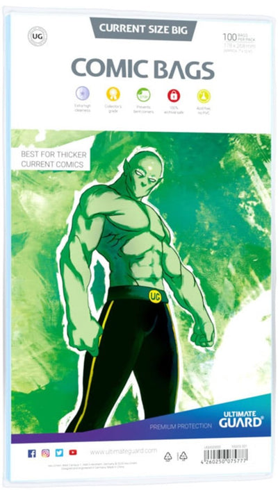 Bolsas de cómics Ultimate Guard estándar (100) - tamaño actual grande