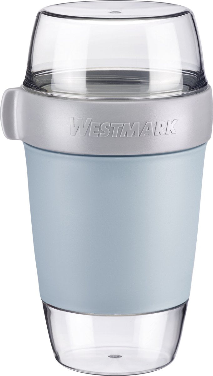 Fiambrera Westmark, grande, con 3 compartimentos estancos: 350 ml + 600 ml + 200 ml, plástico, natural sin BPA, azul gris claro, 5287226b