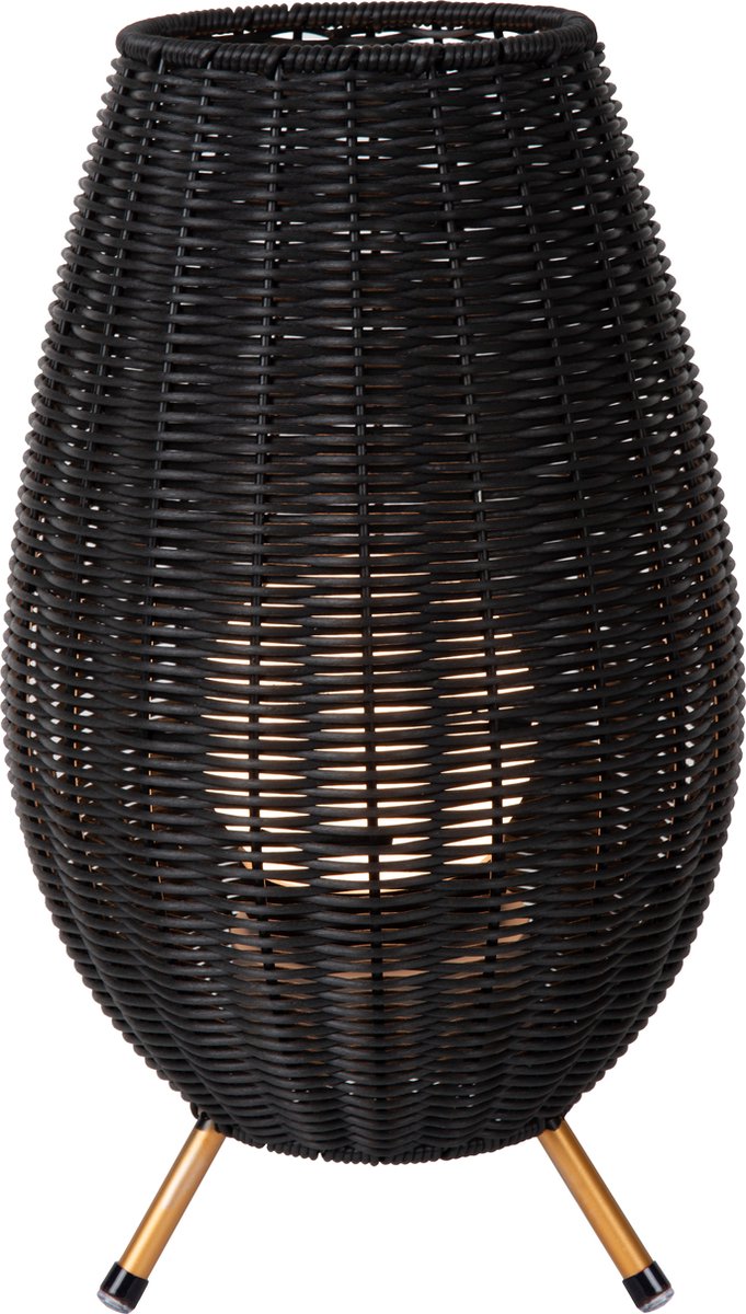 Lucide colin ip44 - lámpara de mesa recargable interior exterior - batería recargable - led 3 stepdim - 1x3w 3000k - ip44 - negro - japandi